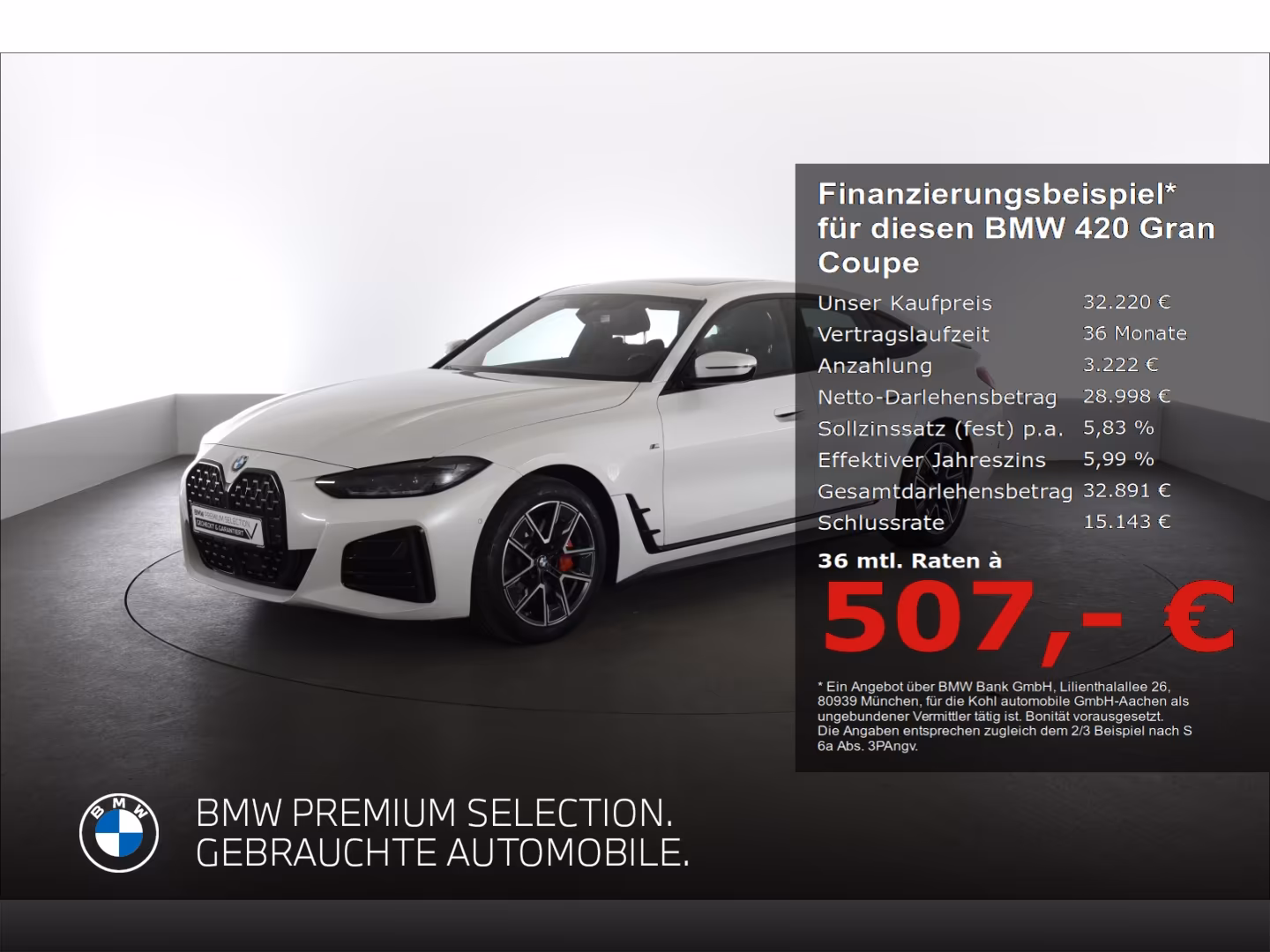 BMW 420 Gran Coupé 420 Gran Coupe i M Sport Pro Sitzheizung HiFi-La